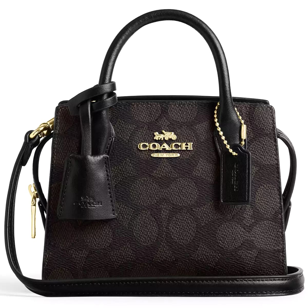Coach Gold Brown Black Women Handbag Cv974