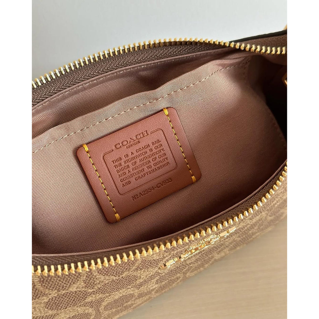 Coach Gold Tan Brown Women Shoulder Bag Cv933