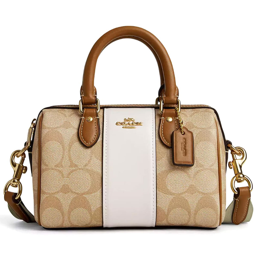 Coach Im Light Khaki Chalk Lt Saddle White Beige Brown Women Handbag Cr243