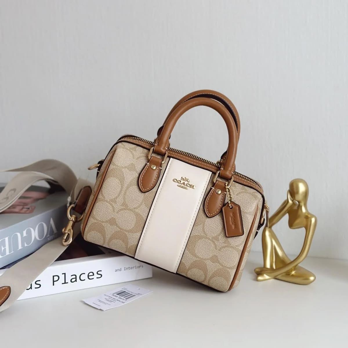 Coach Im Light Khaki Chalk Lt Saddle White Beige Brown Women Handbag Cr243