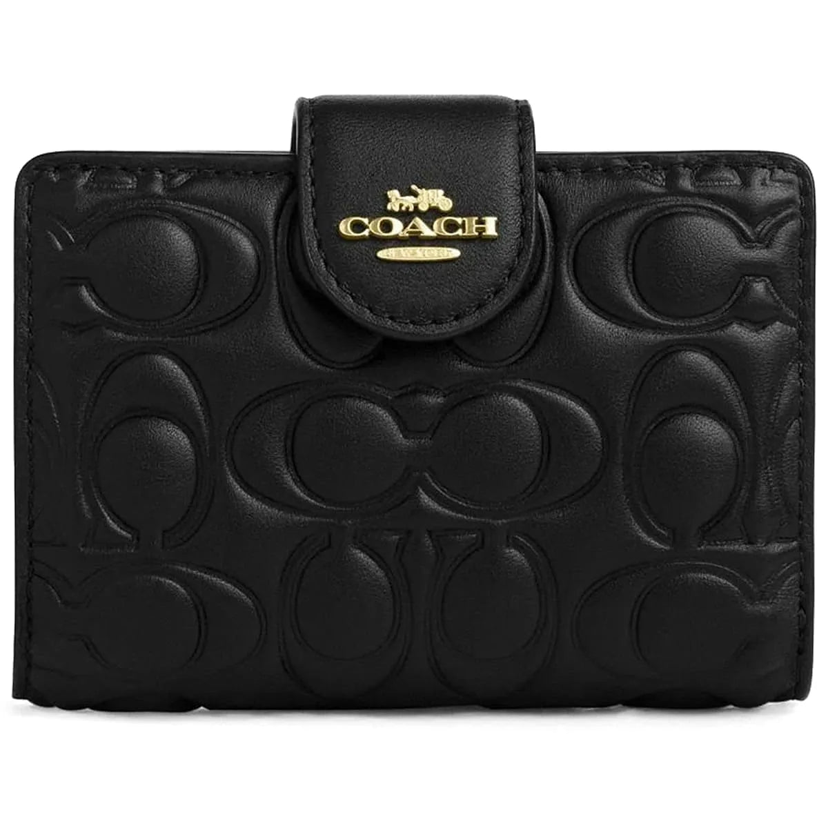COACH Women’s Signature Embossed Leather Bifold Wallet CZ341