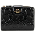 COACH Women’s Signature Patent Leather Medium Corner Zip Wallet CV414