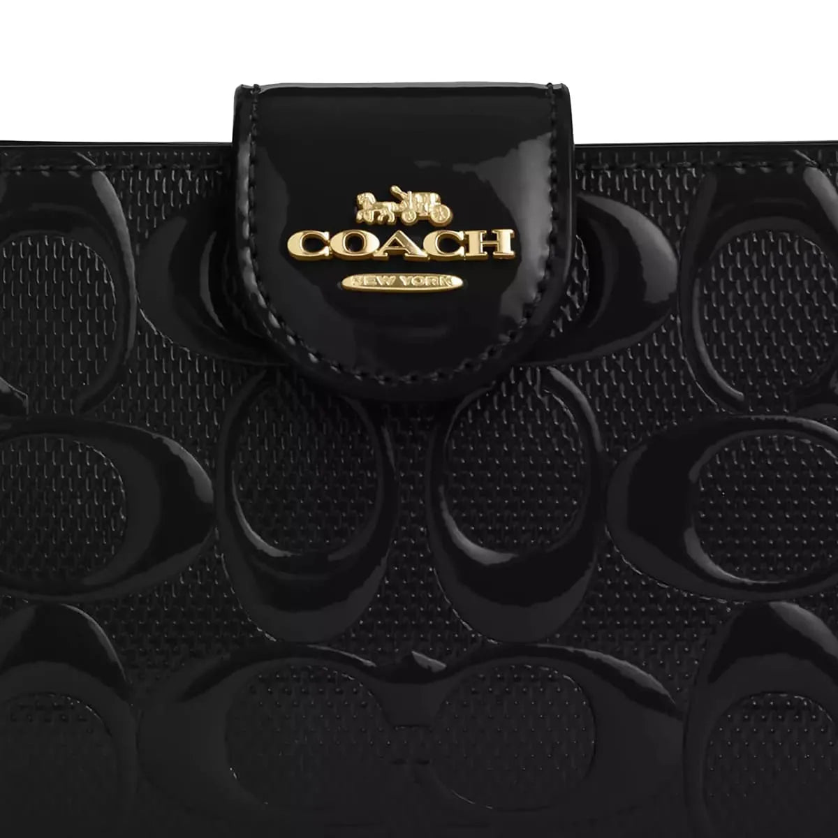 COACH Women’s Signature Patent Leather Medium Corner Zip Wallet CV414