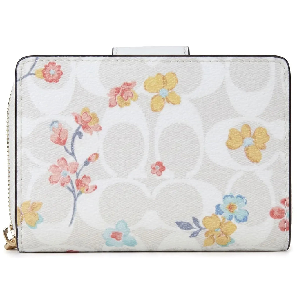 COACH Women’s Signature Canvas Khaki Chalk Medium Bifold Wallet C8741