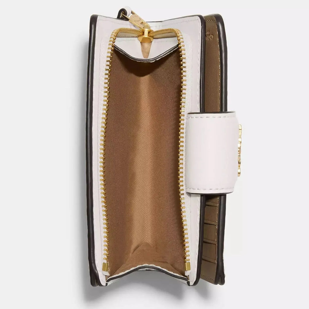 COACH Women’s Signature Canvas Khaki Chalk Medium Bifold Wallet C8741