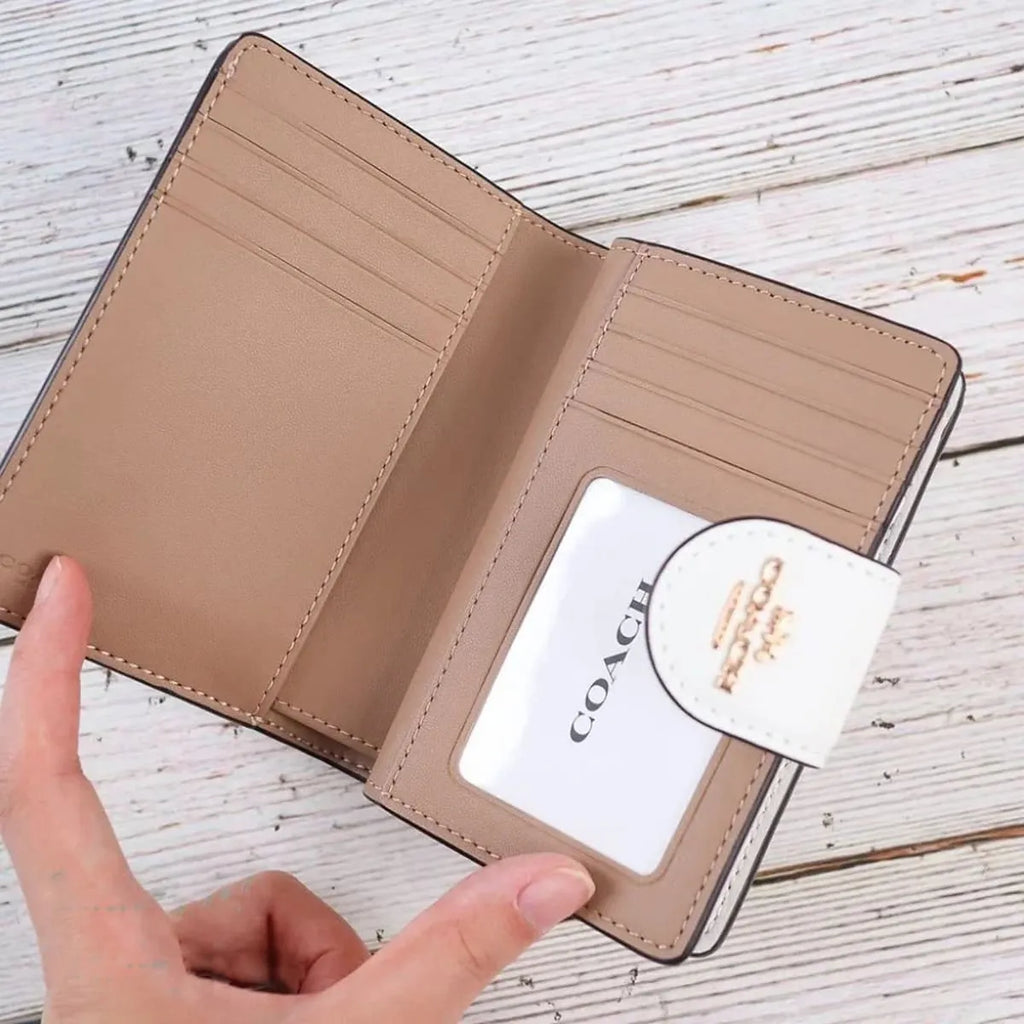 COACH Women’s Signature Canvas Khaki Chalk Medium Bifold Wallet C8741