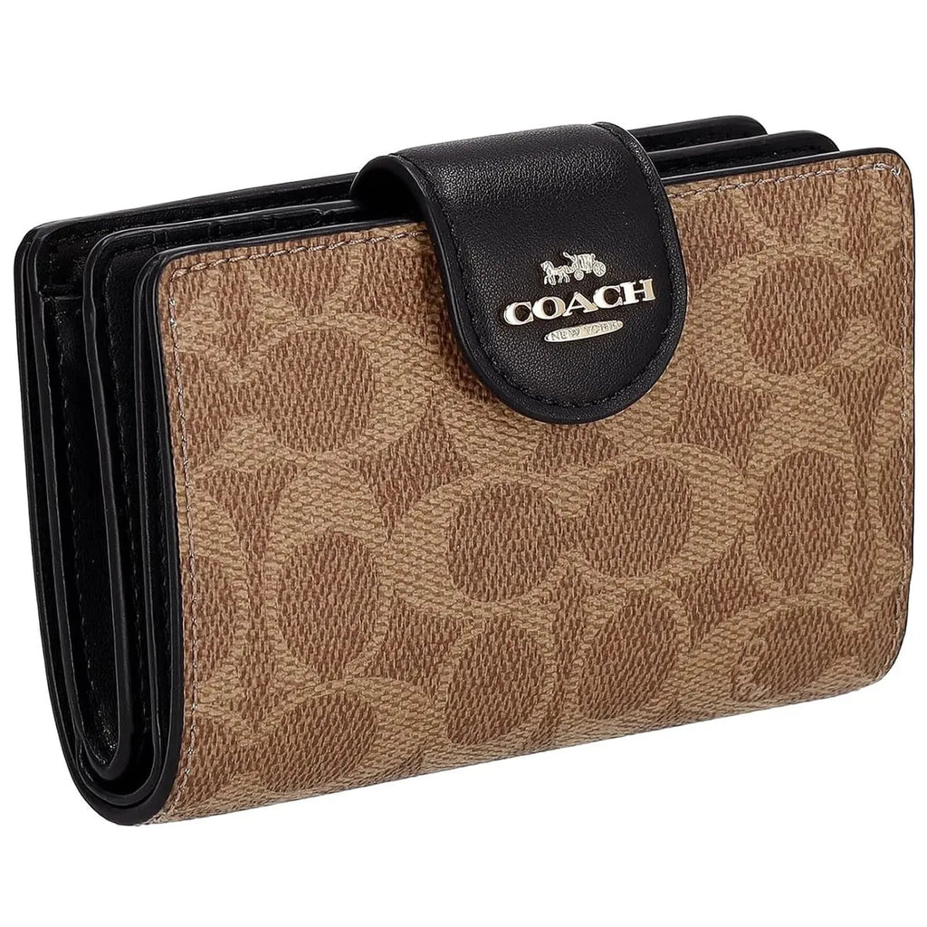 COACH Women’s Signature Canvas Floral Leaf Medium Wallet CW786