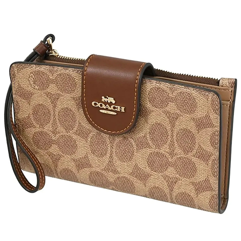 COACH Women’s Signature Canvas Phone Wallet Wristlet CW780