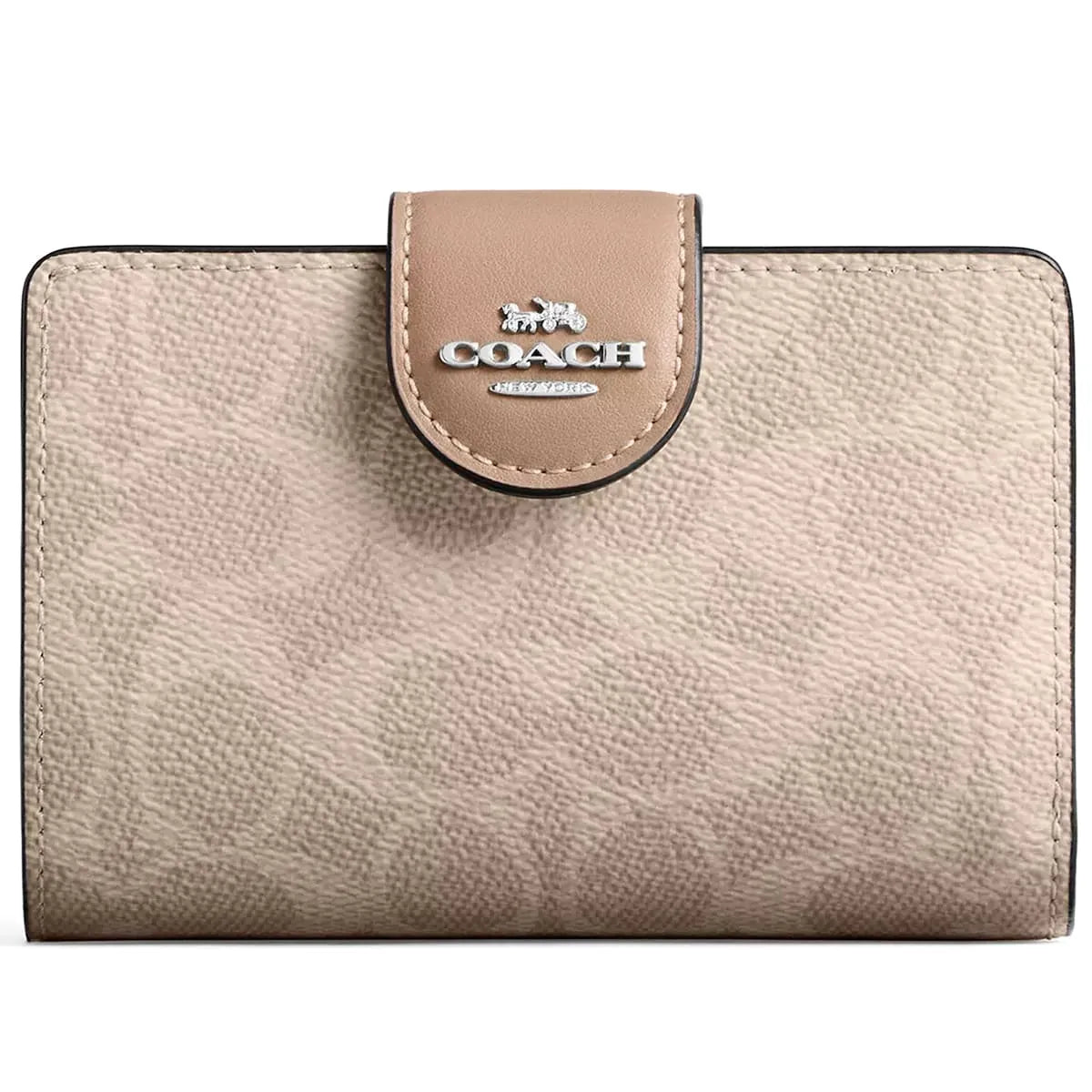 COACH Women’s Signature Canvas Silver Medium Corner Zip Wallet CW786