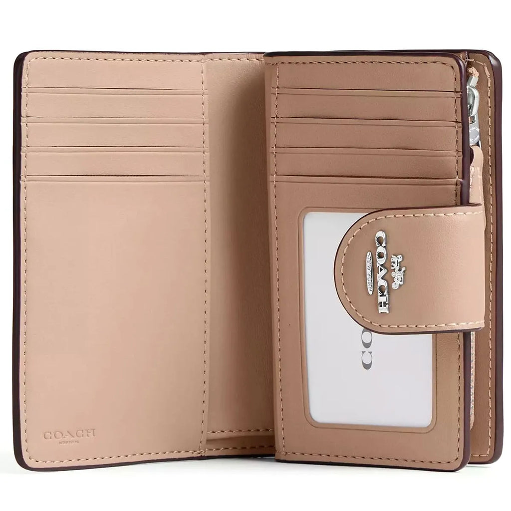COACH Women’s Signature Canvas Silver Medium Corner Zip Wallet CW786