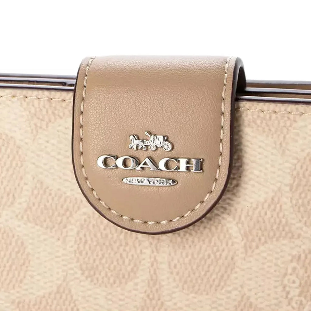 COACH Women’s Signature Canvas Silver Medium Corner Zip Wallet CW786