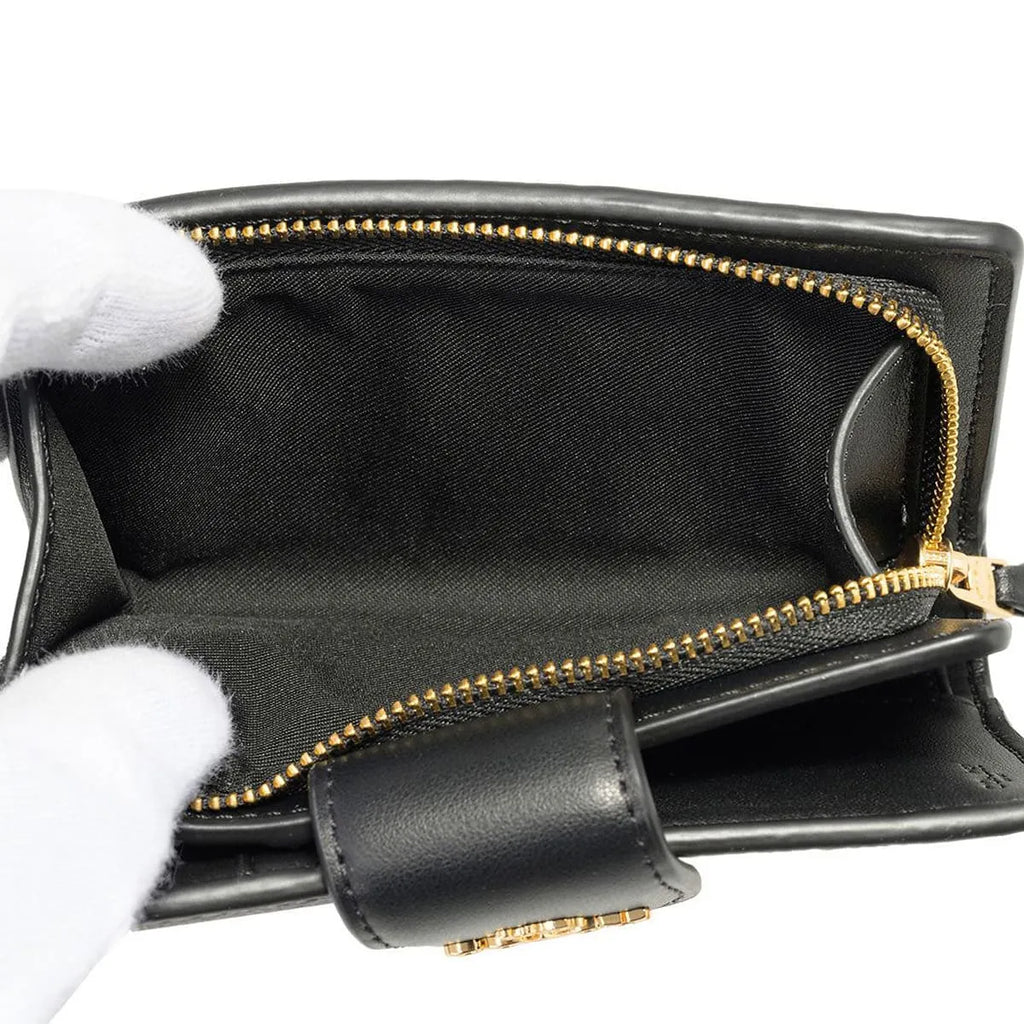 COACH Women’s Signature Canvas Walnut Black Medium Corner Zip Wallet CW786
