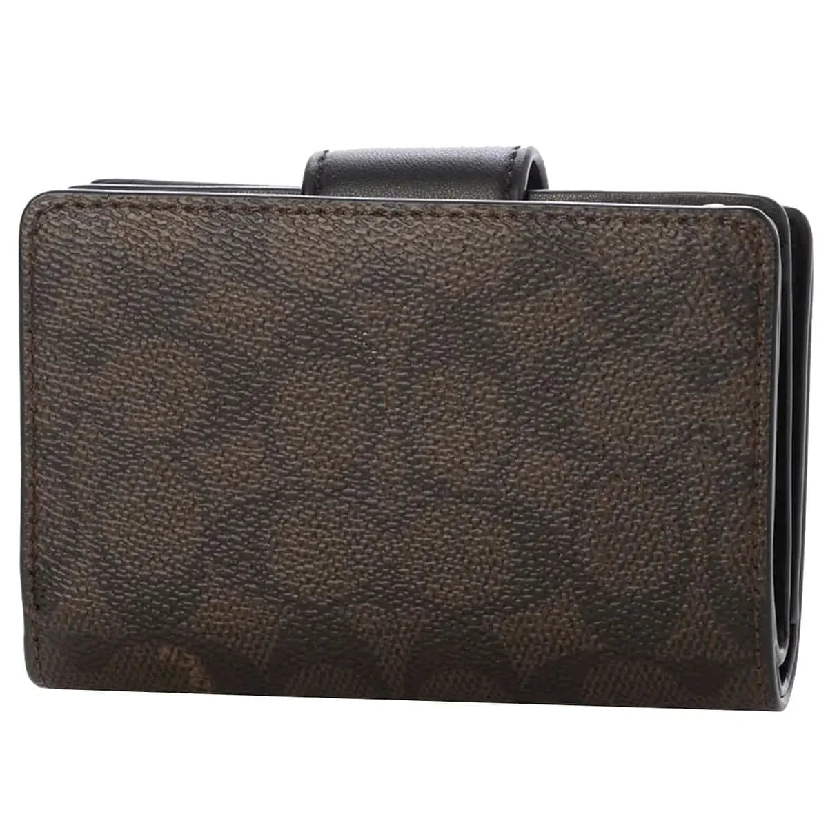 COACH Women’s Signature Canvas Walnut Black Medium Corner Zip Wallet CW786