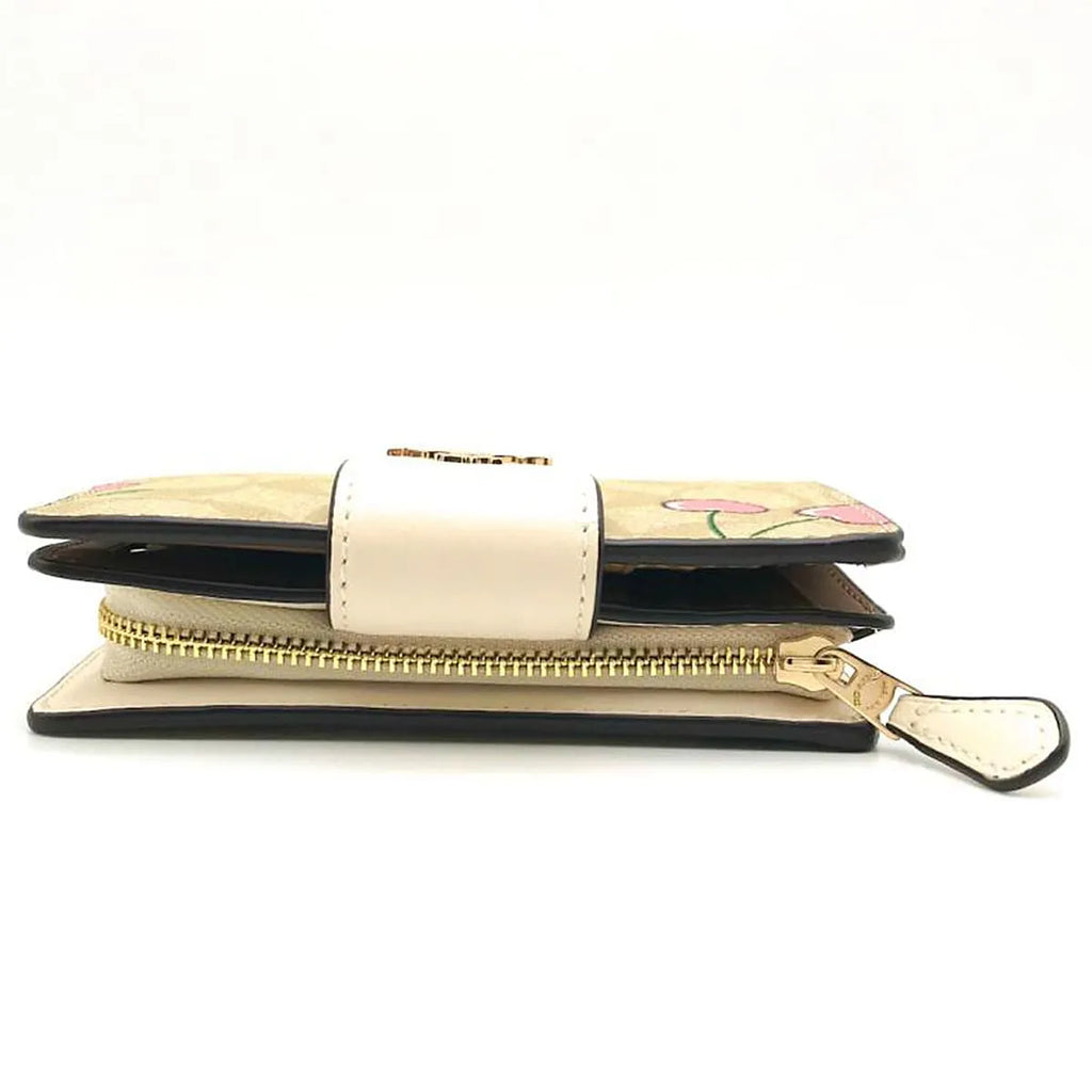 COACH Women’s Signature Bifold Wallet with Cherry Print CF401