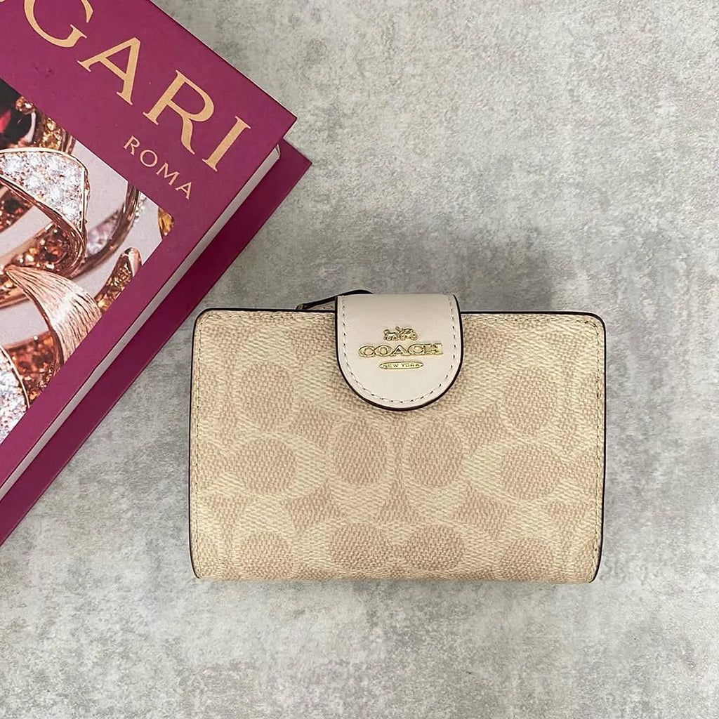 COACH For Women Signature Canvas Medium Corner Zip Wallet CW786