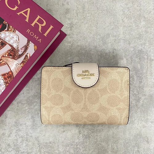 COACH For Women Signature Canvas Medium Corner Zip Wallet CW786