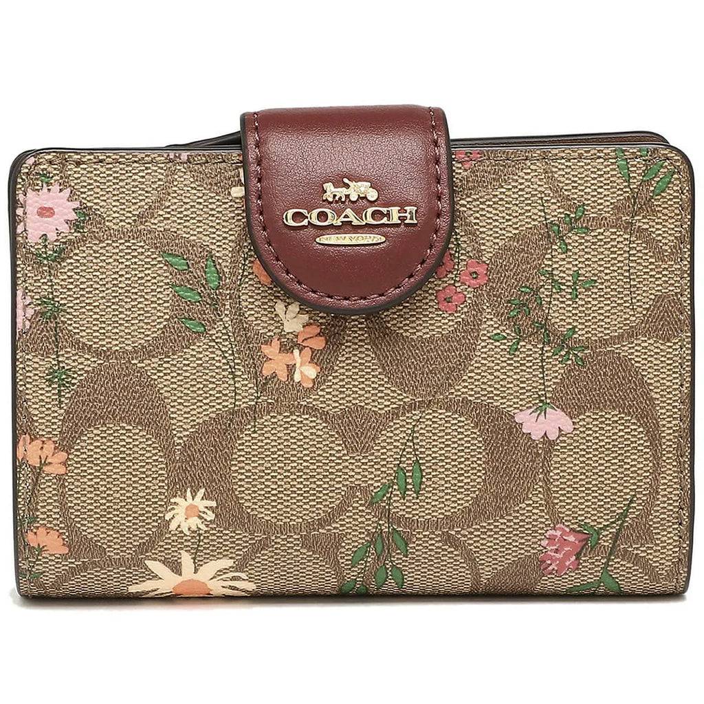 COACH Women’s Signature Floral Medium Corner Zip Wallet C8730