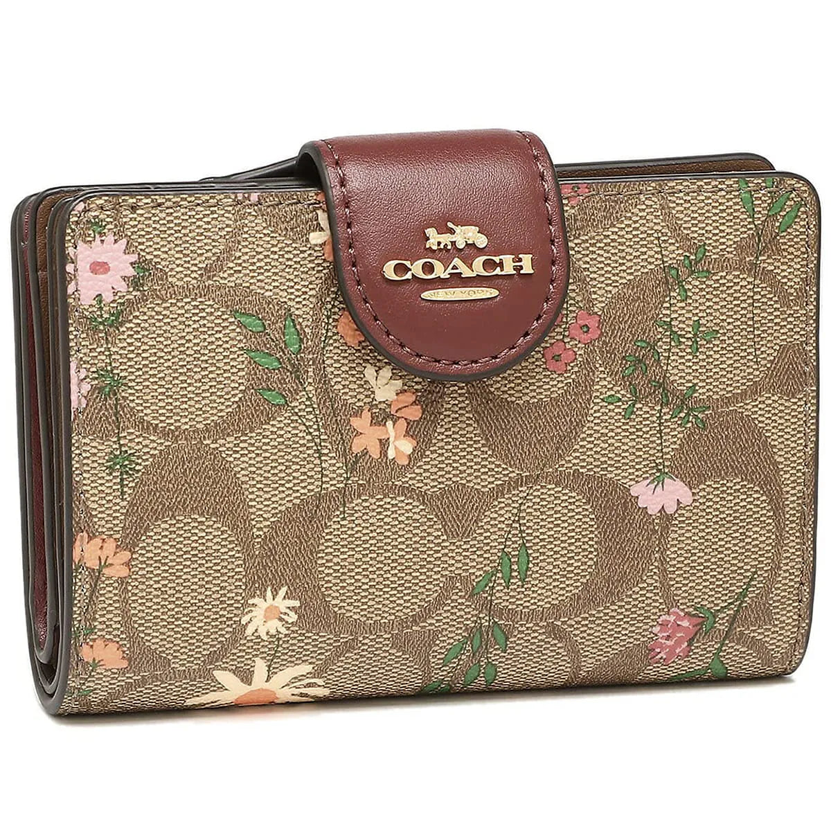 COACH Women’s Signature Floral Medium Corner Zip Wallet C8730