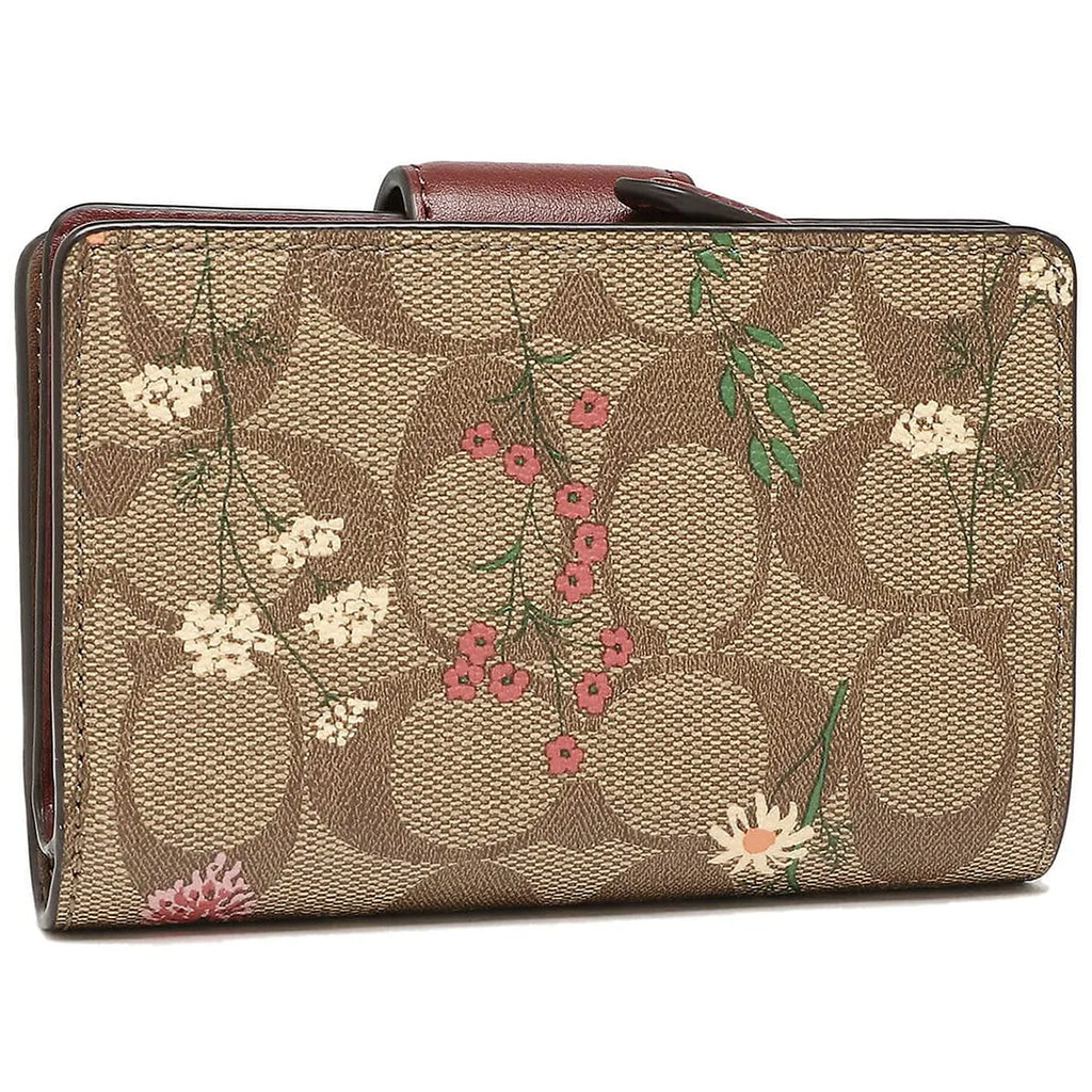 COACH Women’s Signature Floral Medium Corner Zip Wallet C8730