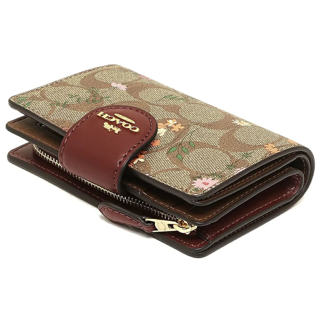 COACH Women’s Signature Floral Medium Corner Zip Wallet C8730