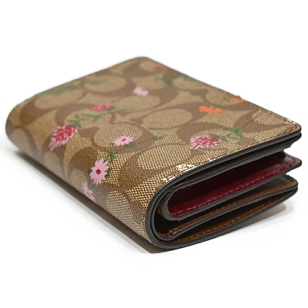 COACH Women’s Signature Floral Medium Corner Zip Wallet C8730