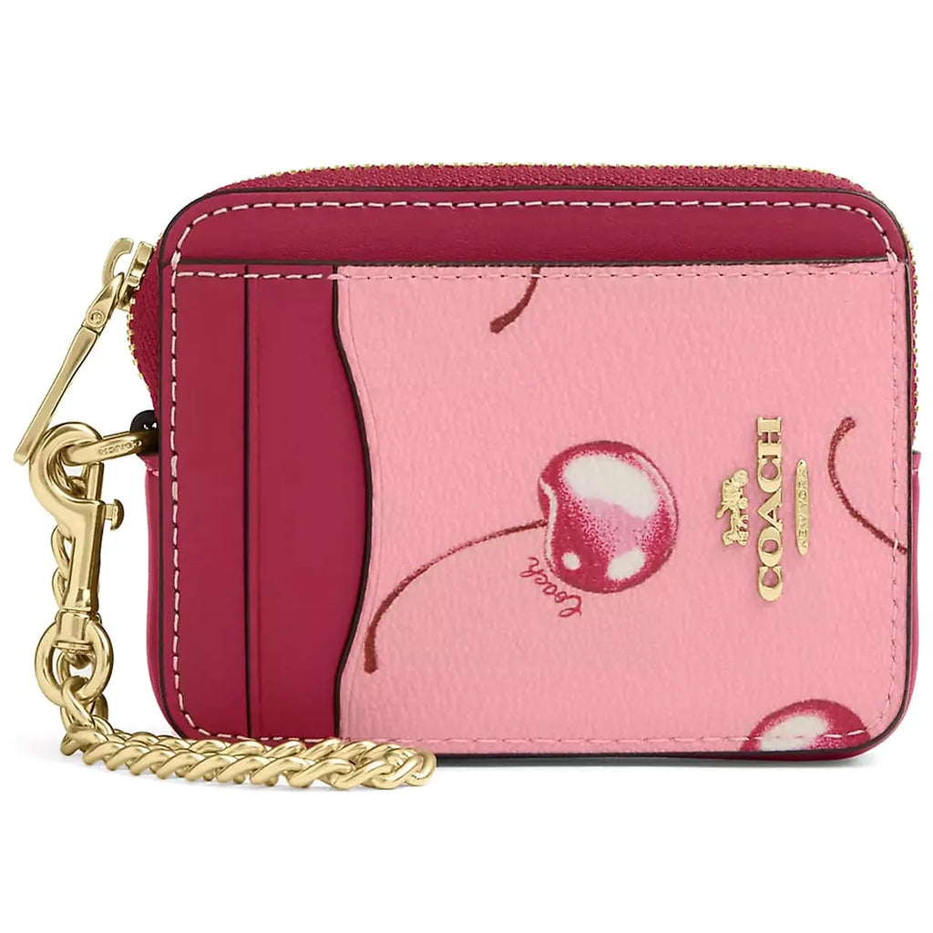 COACH Women’s Signature Cherry Print Zip Card Case CR832