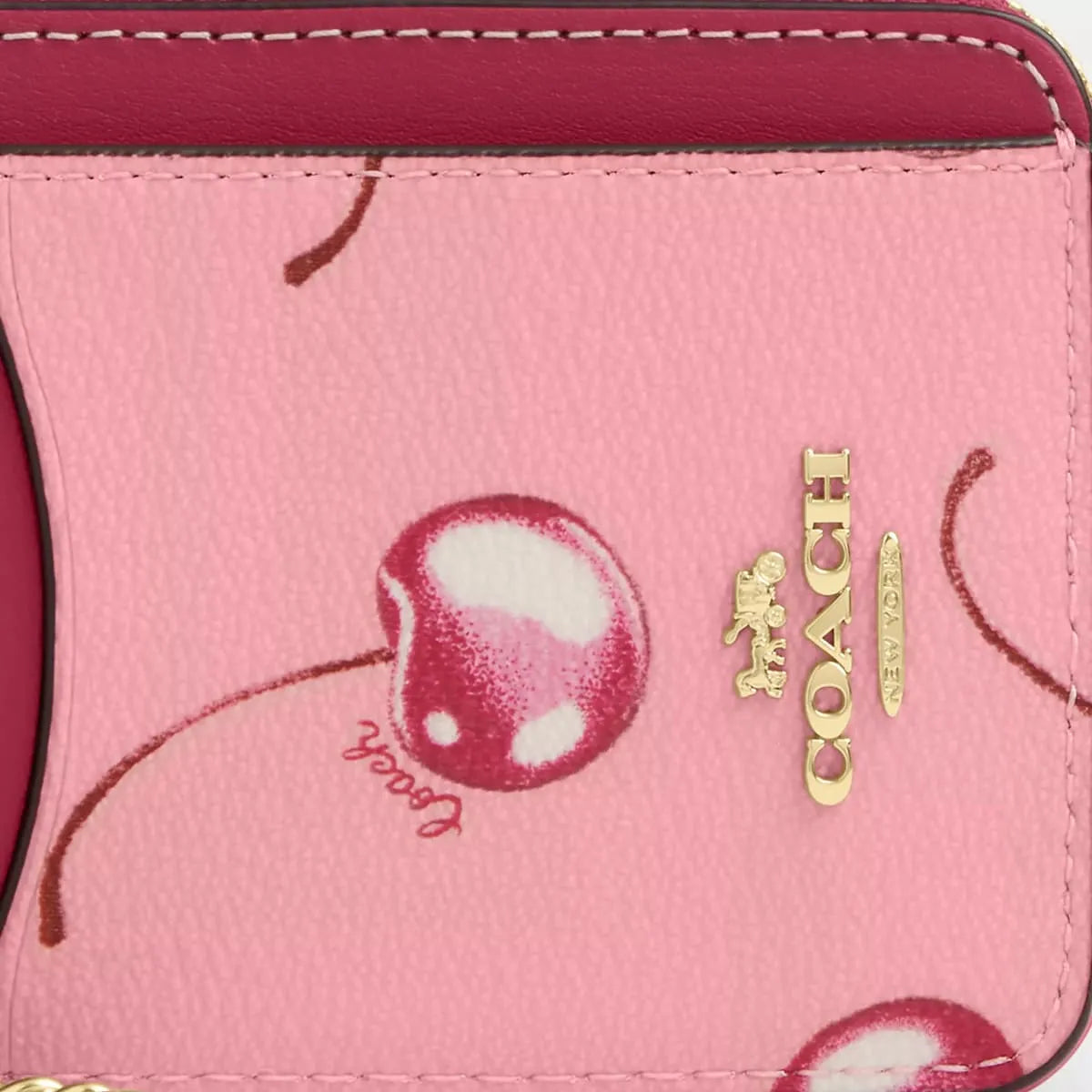 COACH Women’s Signature Cherry Print Zip Card Case CR832