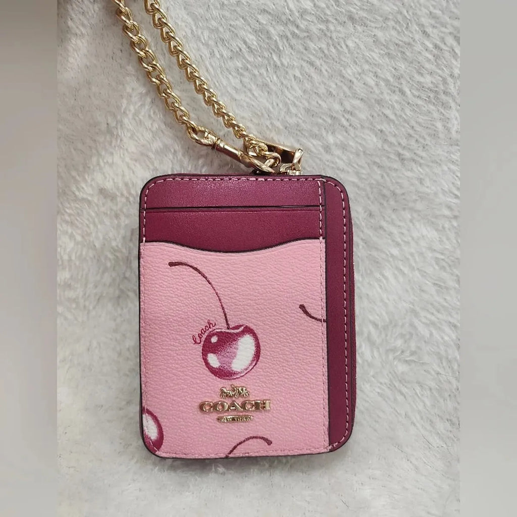 COACH Women’s Signature Cherry Print Zip Card Case CR832