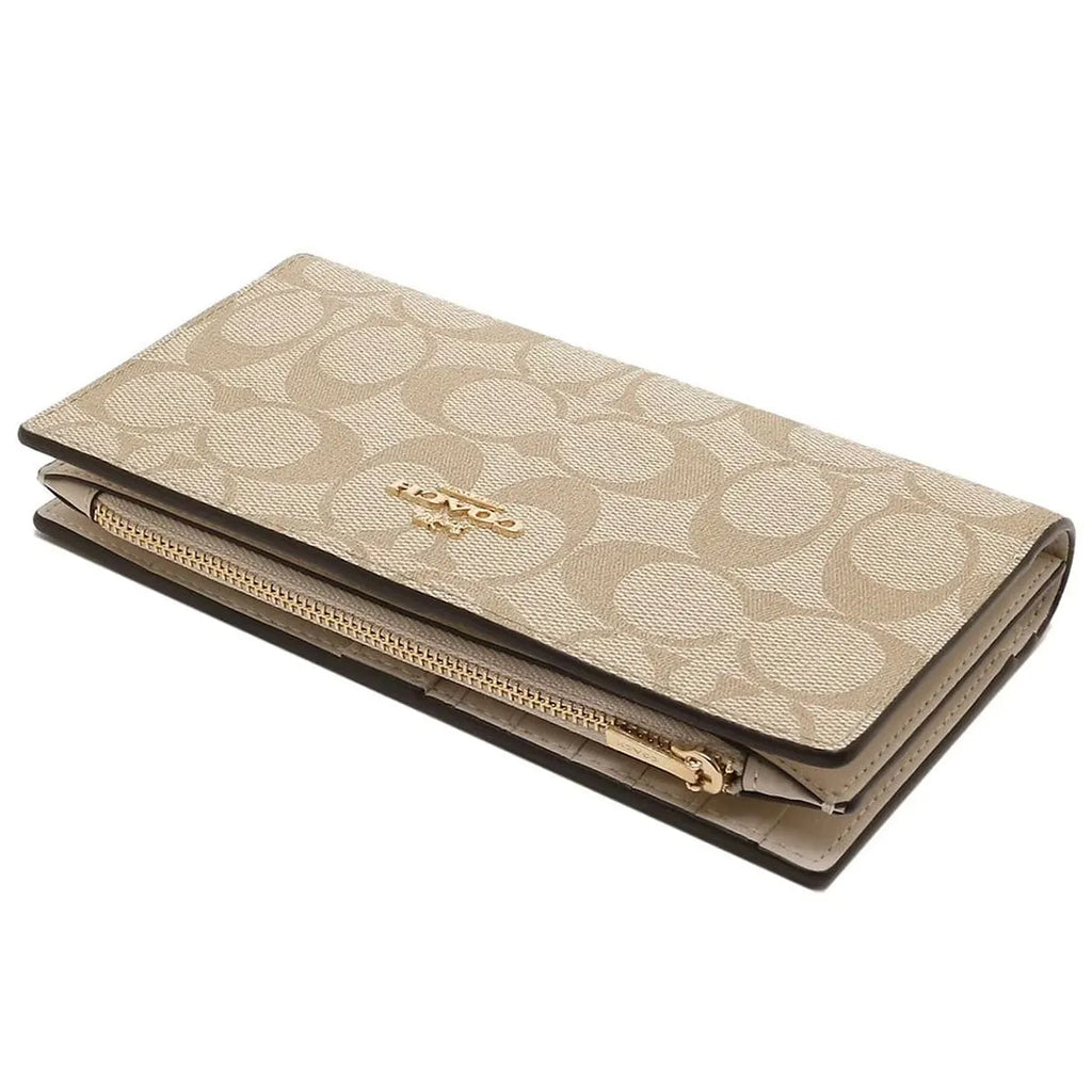 Coach Women’s Slim Signature Canvas Wallet in Light Khaki Chalk C8714