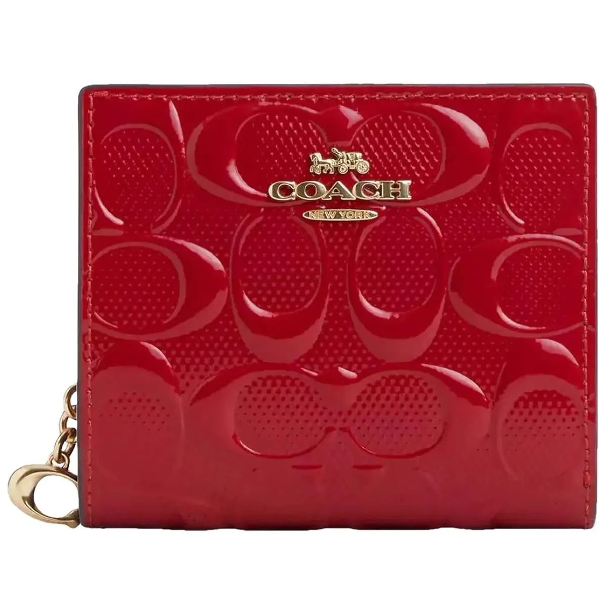 COACH Women’s Red Patent Signature Snap Wallet CV415