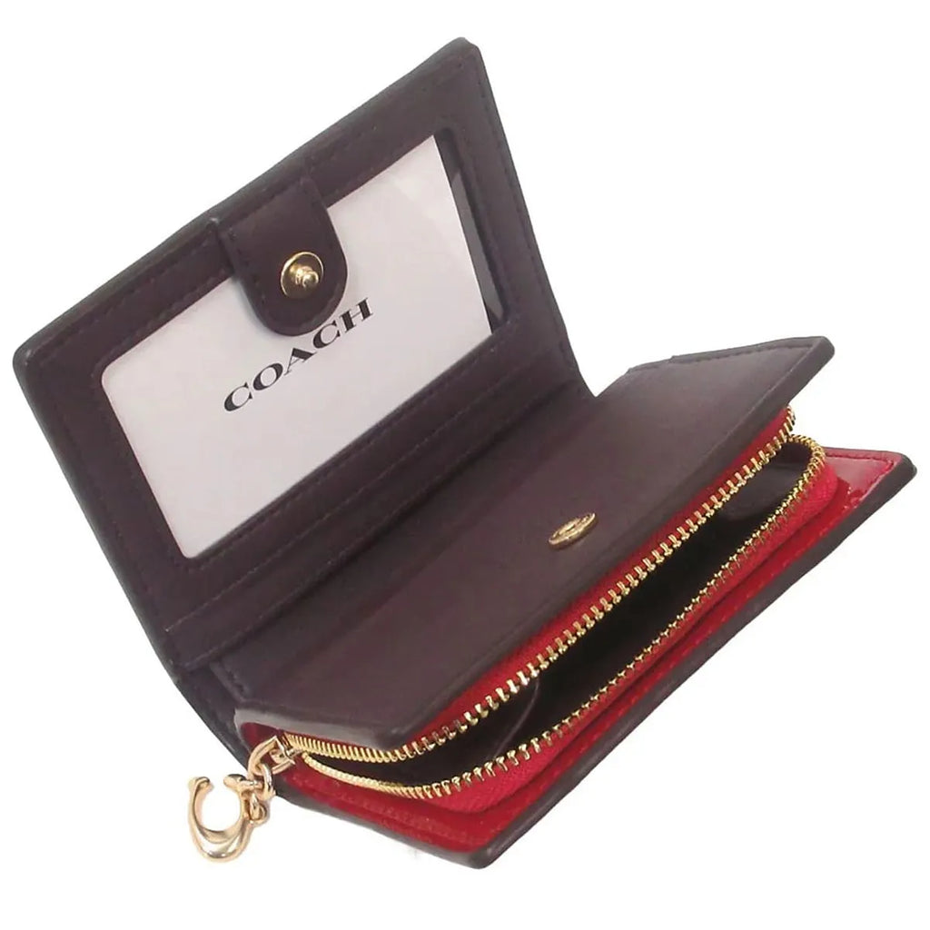 COACH Women’s Red Patent Signature Snap Wallet CV415