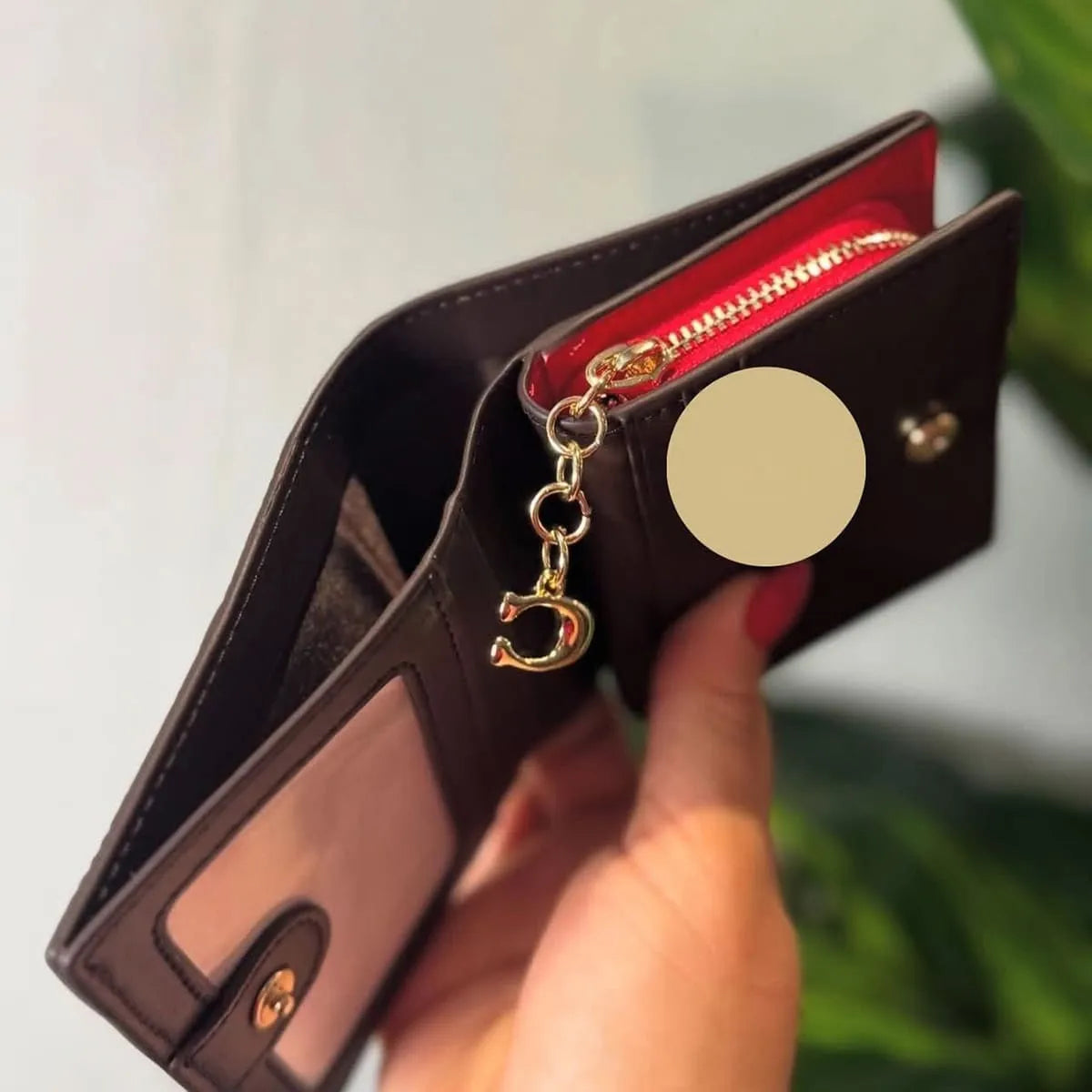 COACH Women’s Red Patent Signature Snap Wallet CV415