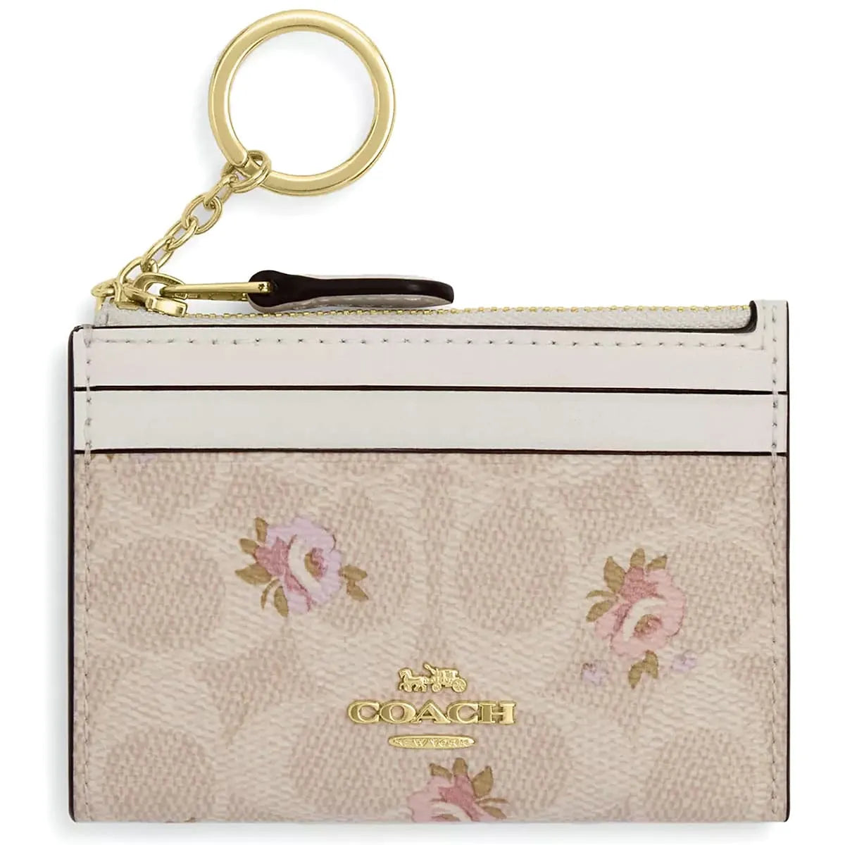 COACH Women’s Signature Card Holder CAR16 – Gold/Sand Multi