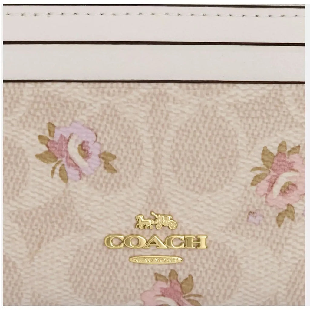 COACH Women’s Signature Card Holder CAR16 – Gold/Sand Multi