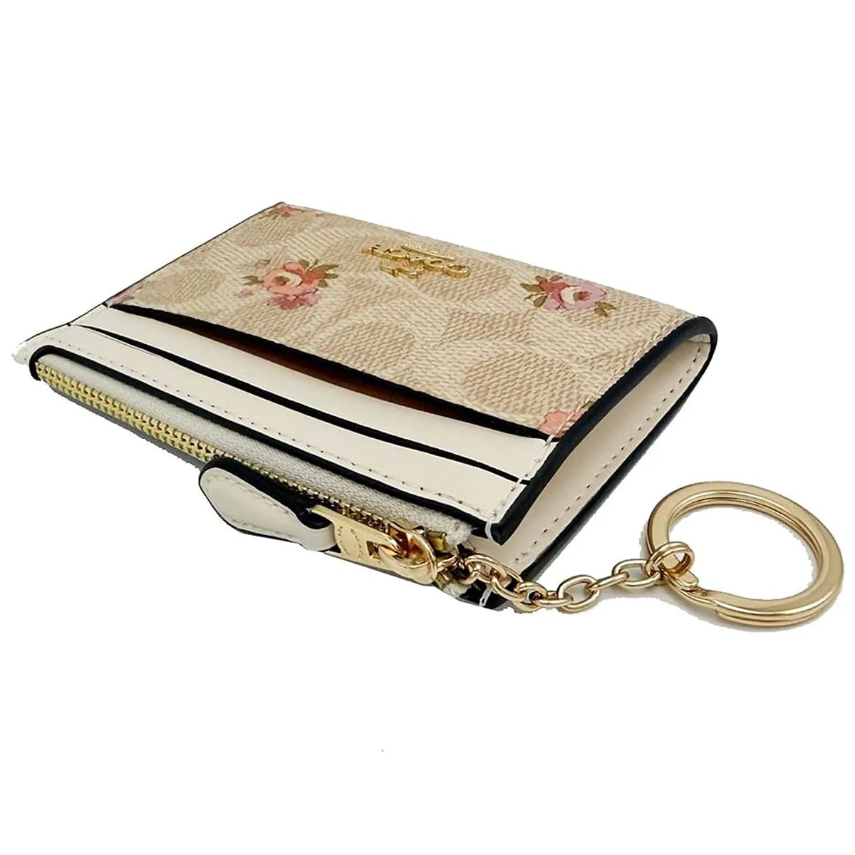 COACH Women’s Signature Card Holder CAR16 – Gold/Sand Multi