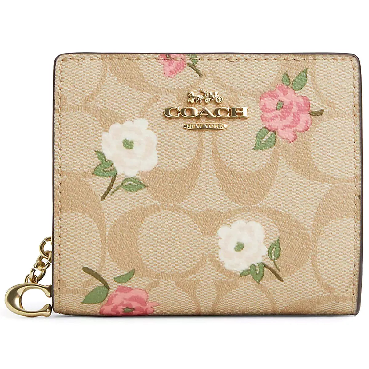 COACH Women’s Floral Print Signature Canvas Snap Wallet CR969-IMOTV