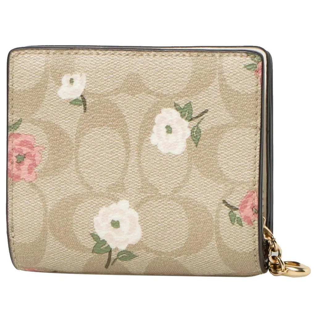 COACH Women’s Floral Print Signature Canvas Snap Wallet CR969-IMOTV