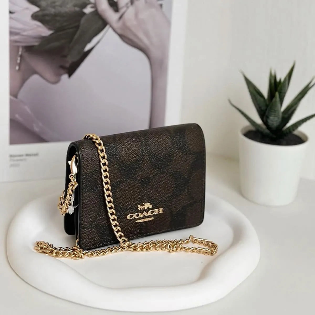 COACH Women’s Signature Canvas Mini Wallet on a Chain CZ278