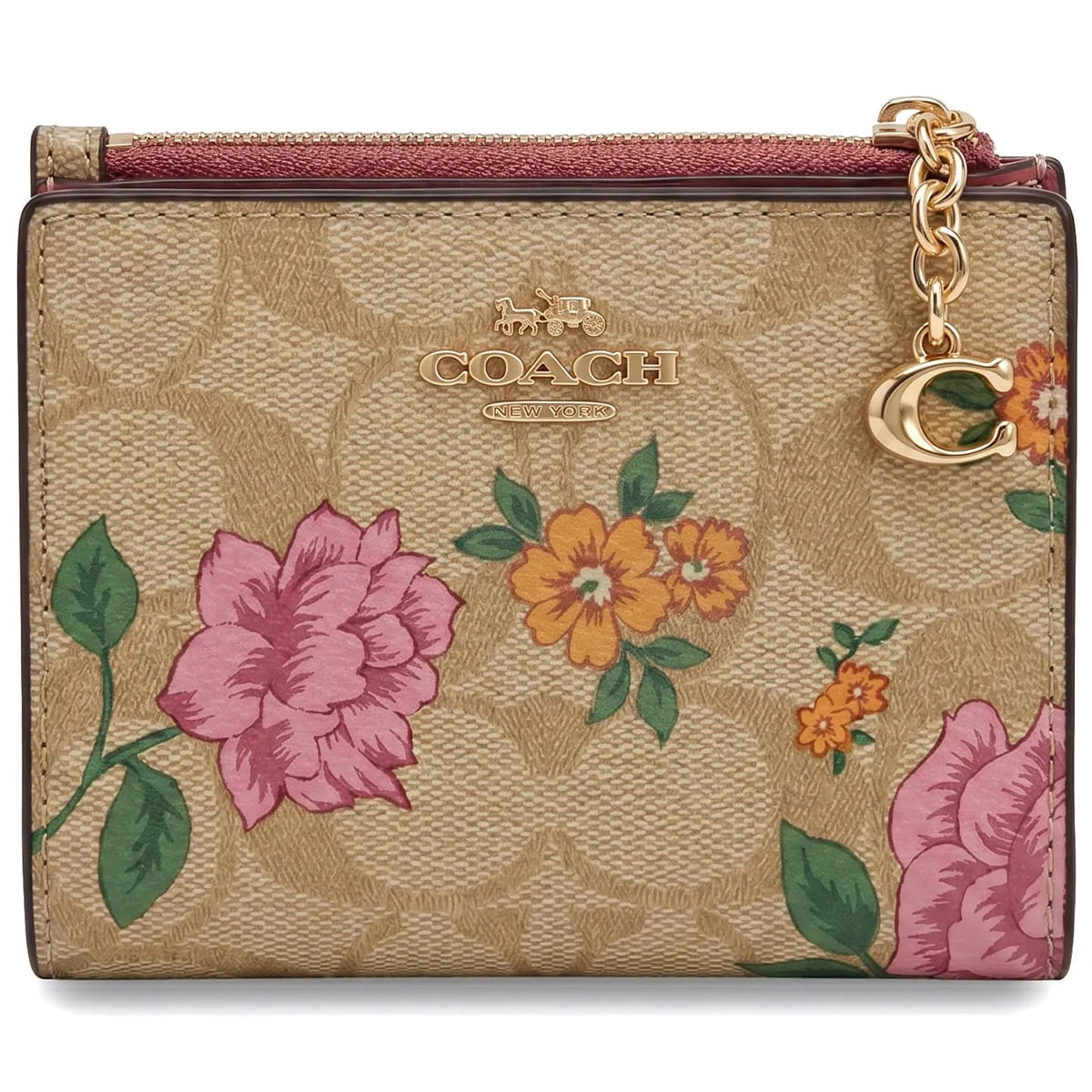 COACH Women’s Signature Floral Card Holder Wallet