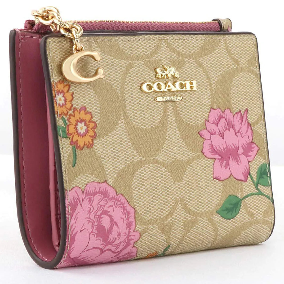 COACH Women’s Signature Floral Card Holder Wallet