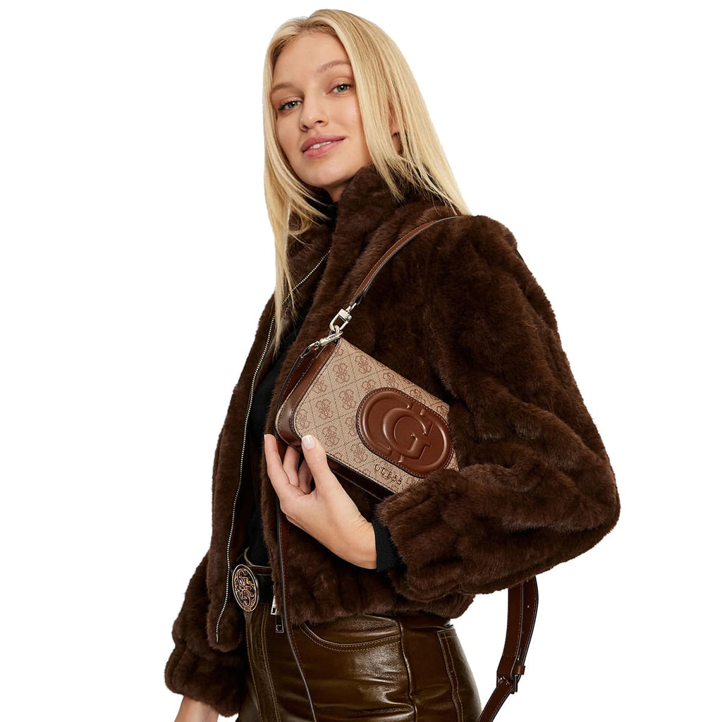 Guess Latte Brown Women Shoulder Bag Hwesg951320