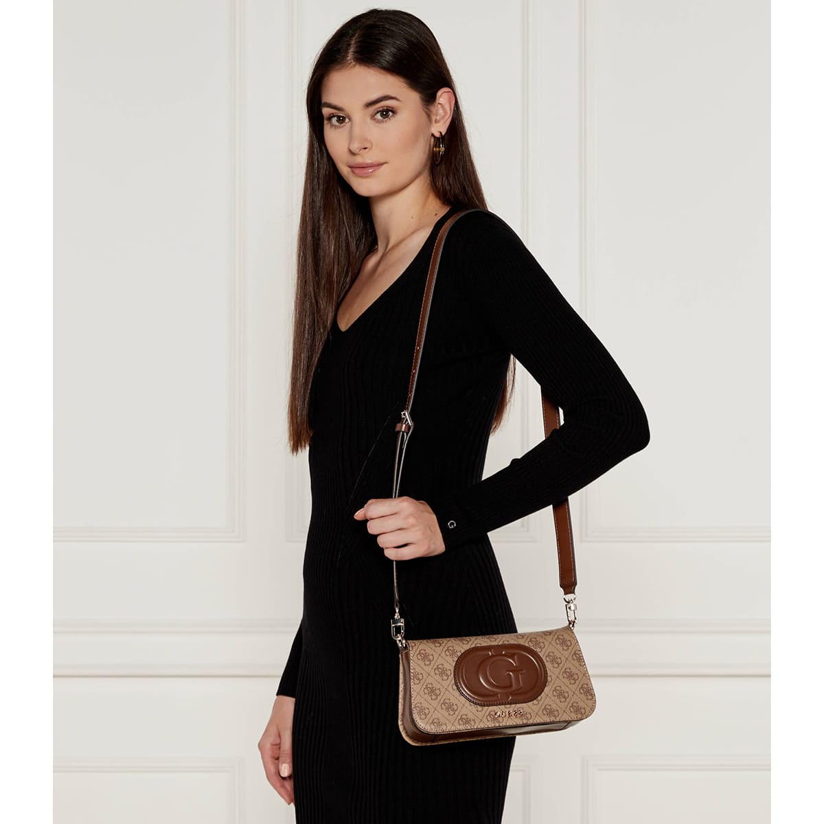 Guess Latte Brown Women Shoulder Bag Hwesg951320