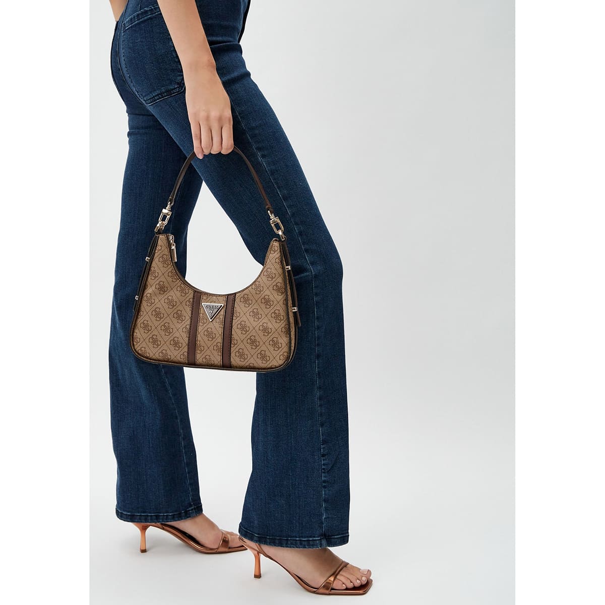 Guess Latte Logo Brown Light Brown Brown Women Shoulder Bag Hwsg9000180 Lgw
