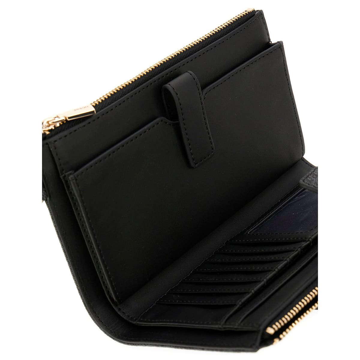 Guess Logo Print Women’s Wristlet Wallet Organizer in Black with Gold Hardware