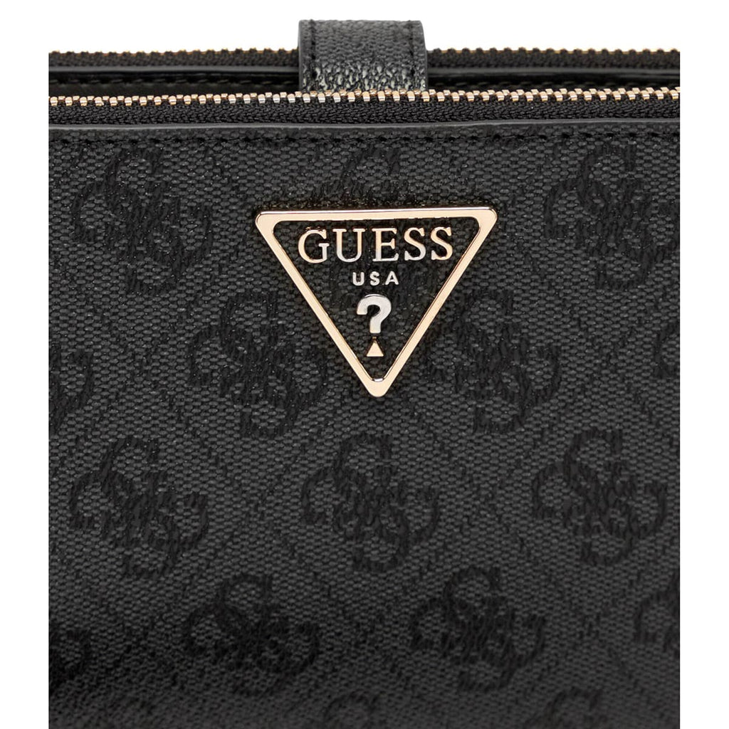 Guess Logo Print Women’s Wristlet Wallet Organizer in Black with Gold Hardware