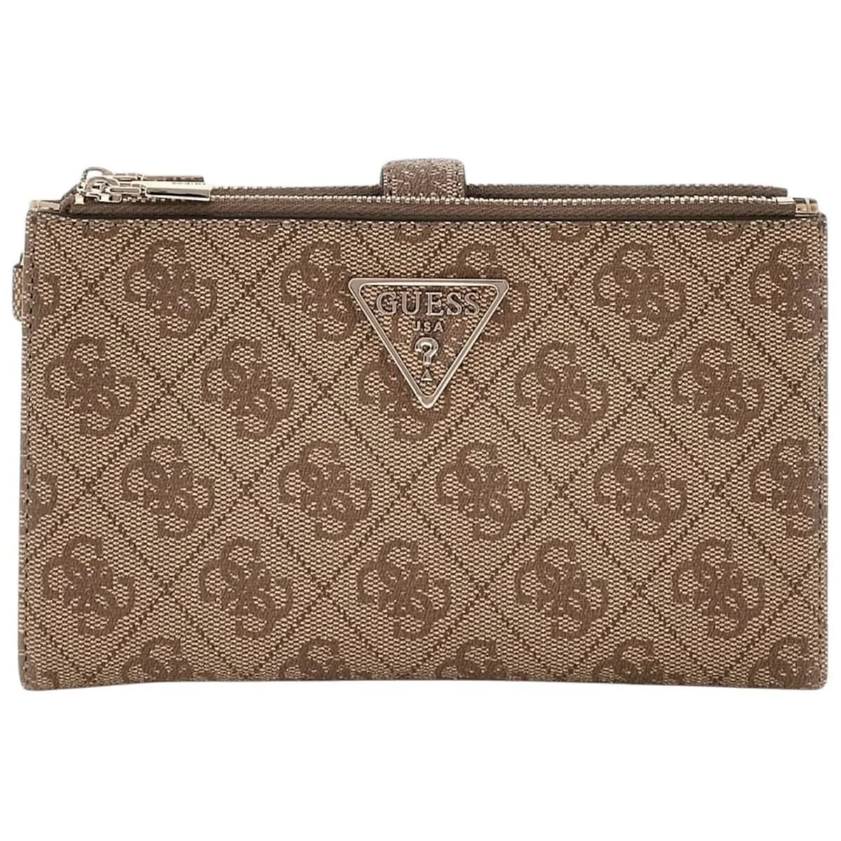 Guess Logo Print Women’s Wristlet Wallet Organizer with Gold Triangle Hardware