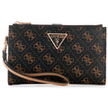 Guess Dark Brown Logo Women’s Wristlet Wallet Organizer with Gold Hardware