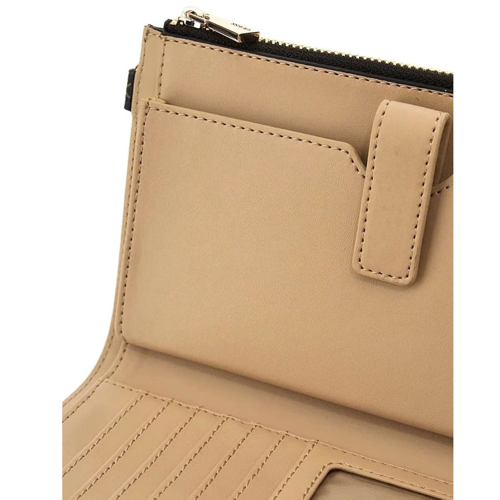 Guess Dark Brown Logo Women’s Wristlet Wallet Organizer with Gold Hardware