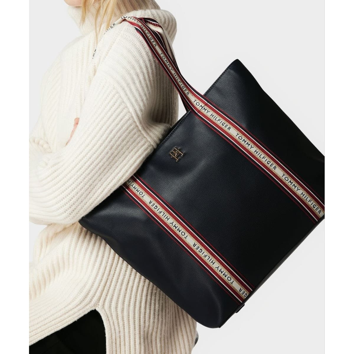 Tommy Hilfiger Navy Blue Women Handbags Tote Bag Aw0Aw14218