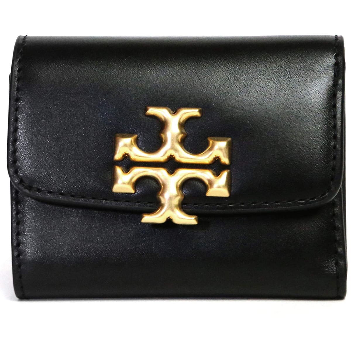 Tory Burch Black Leather Women’s Mini Wallet with Gold Logo